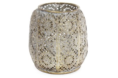 Декоратний металевий свічник зі скляною колбою 12.5см (589-134) 589-134 фото