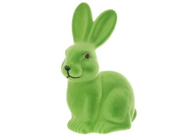 Фігурка декоративна Великодній Кролик з флоковим напиленням 13*23 см. (8 шт.) зелений лайм (113-139) 113-139 фото