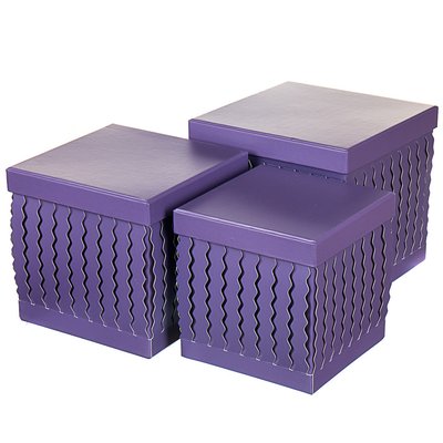 Набір коробок "Zigzag" (квадрат фіолетовий) 3шт. (0098JA-A) 0098JA-A фото