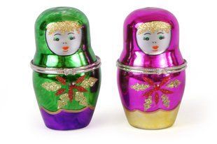 Скринька декоративна Матерешка 13 см, 2 різновиди, скло, в пакованні 12 шт. ( NY28-245) NY28-245 фото
