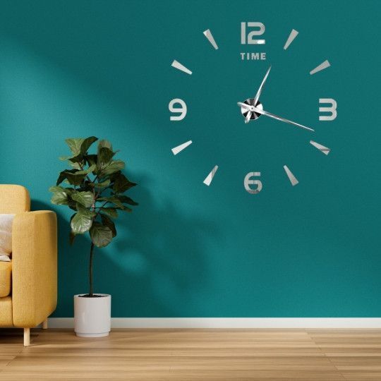 Акрилові дзеркальні настінні 3D годинники DIY CLOCK від 50 до 120см., срібло (9020-010) 9020-010 фото