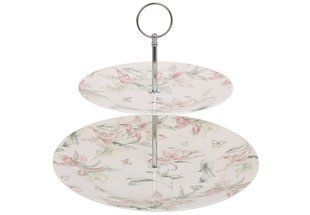 Фруктовниця порцелянова двоярусна Pink Orchid D19/27*23 см, (K398) K398 фото