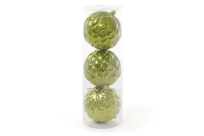 Набір ялинкових кульок (3 шт) 8 см, світло-зелений перламутр 105-090 105-090 фото