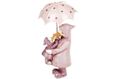 Декоративна статуетка Мама качка з малюком 14 см, колір — рожевий (707-549) 707-549 фото