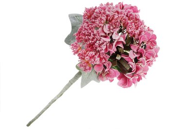 Декоративна штучна квітка Гортензія, 27 см, колір — світло-пурпурний, у пакованні 16 шт. 832-135 832-135 фото