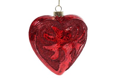 Ялинкова прикраса Серце 9 см, червоний антик, скло, в пакованні 6 шт. (118-552) 118-552 фото