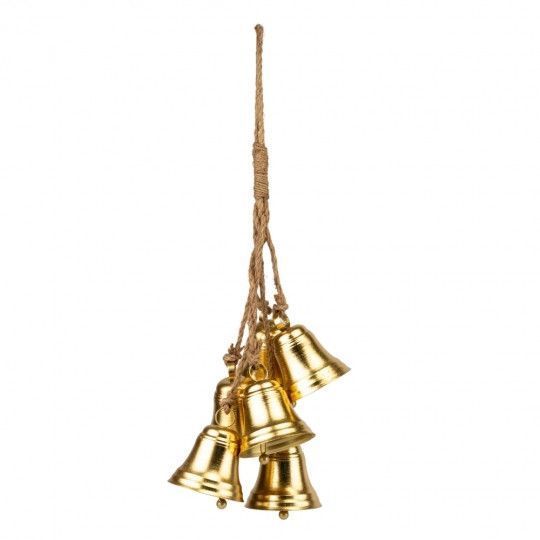 Декоративна підвіска Дзвіночки Christmas bells (6 шт.) 69 см, метал, джут (6033-022) 6033-022 фото