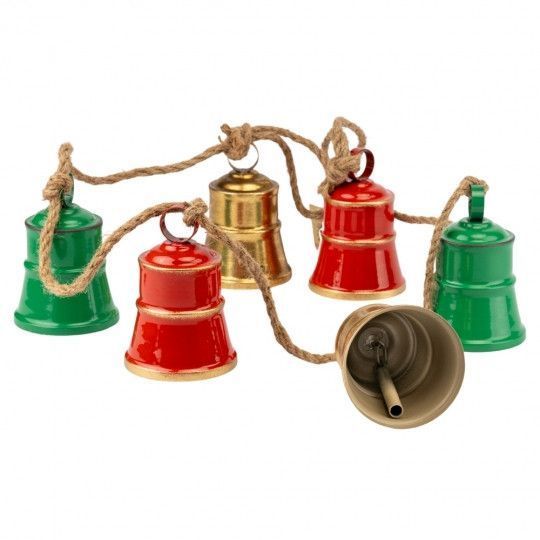 Декоративна гірлянда Дзвіночки Christmas bells (6 шт.) 160 см., метал, джут (6033-019) 6033-019 фото