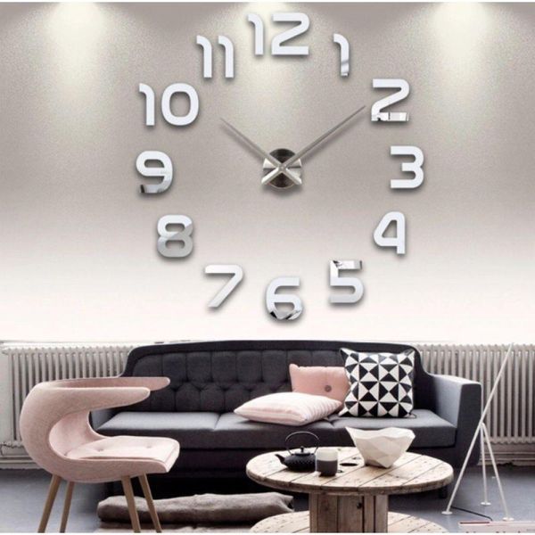 Настінні годинники 3D наклейки DIY CLOCK сріблясті від 50 до 120см (9020-002) 9020-002 фото