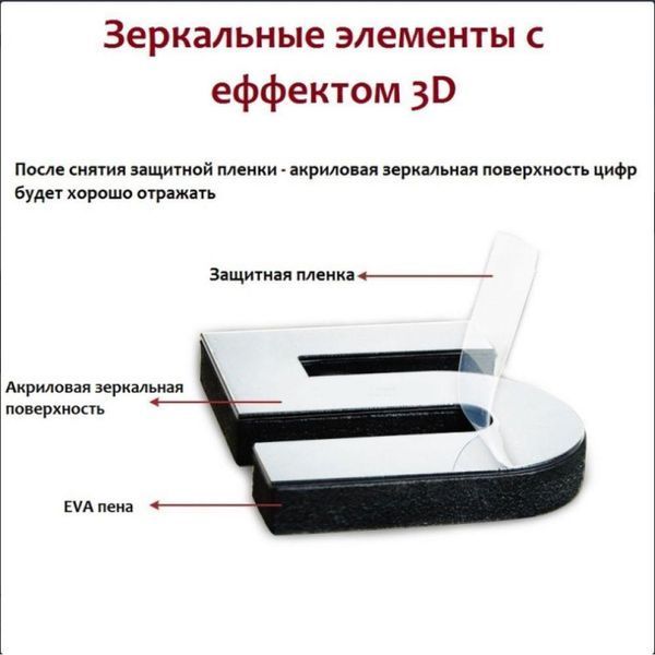 Настінні годинники 3D наклейки DIY CLOCK сріблясті від 50 до 120см (9020-002) 9020-002 фото