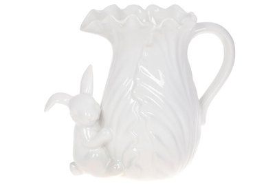 Глечик керамічний з фігуркою кролик, 1.45 л, колір — білий (733-408) 733-408 фото