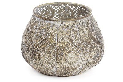 Декоратний металевий свічник зі скляною колбою 15см (589-135) 589-135 фото