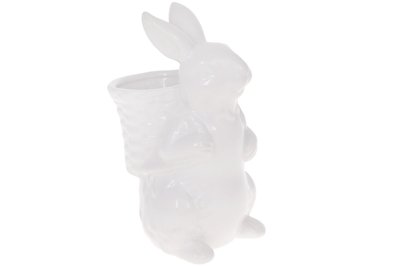 Кашпо декоративне,Кролик з кошиком, 13.5*10.5*21см, білий (73-383) 733-383 фото