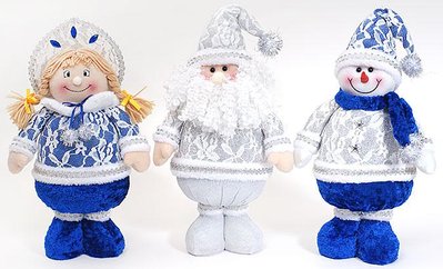 Новорічна м'яка іграшка Санта, Сніговик, Снігурочка 37 см, у пакованні 12 шт. (778-103) 778-103 фото