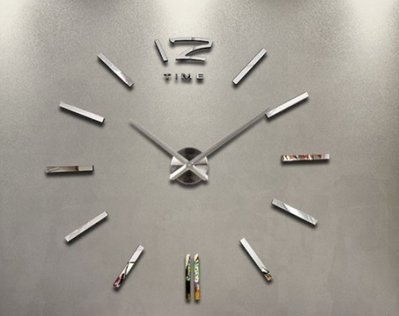 Великий годинник клеиться на стіну 3D "DIY" від 80 до 150 см. колір срібло (ZH003-S) ZH003-S фото