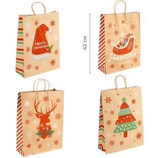 Подарочный пакет " Merry Christmas" 42*31*12см., в упаковке 12 шт., бумага (9264-003) 9264-003 фото