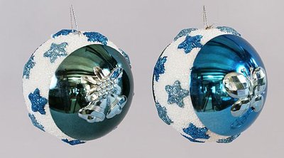 Ялинкова куля з декором 8 см, 2 різновиди, в пакованні 12 шт. NY21-127 NY21-127 фото