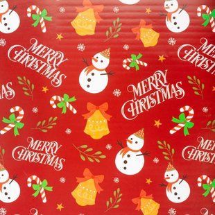 Новорічний пакувальний папір " Веселі Сніговички" (100 шт.) 50*70см. (9267-007) 9267-007 фото