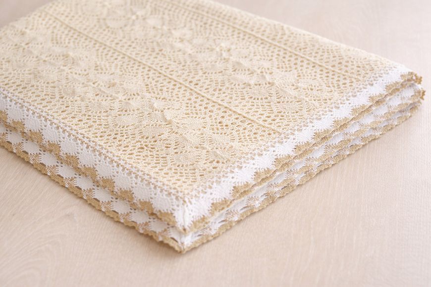 Скатерть хлопчатобумажная, вязаное кружево 110*110см, Boho Crochet, беж, (445-285) 445-285 фото