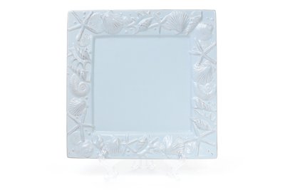 Блюдо керамічне квадратне 26см Морські мотиви, колір - світло-блакитний, в упаковці 3 шт. 545-354 545-354 фото