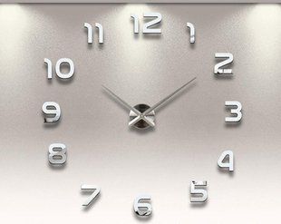 Годинник настінний 3D-наклейки DIY CLOCK сріблястий від 50 до 120 см (9020-002) MZH521-S фото