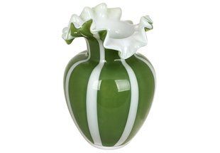 Скляна ваза Lime Fiore (ручна робота) 14*22 см, колір зелений з білим (992-428) 992-428 фото