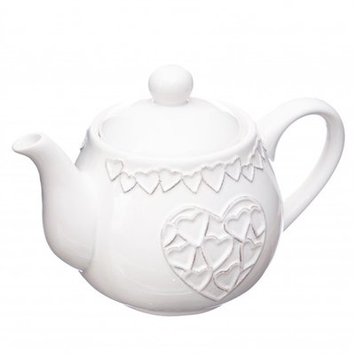 Чайник заварковий, Сердца, 15.5, колір - білий (004AS) 004AS фото