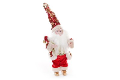 Новорічна іграшка Санта 25.4 см, червоний із золотом, пласти + тканина, в пакованні 12 шт. (NY14-334) NY14-334 фото
