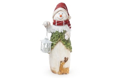 Новорічна фігура 50 см Сніговик із ліхтарем, кераміка, 1 шт. (NY01-331) NY01-331 фото