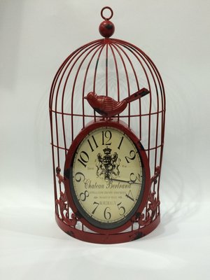 Настінні металеві кварцовий годинник у стилі "Птачка в клітці " 3325 -3 фото