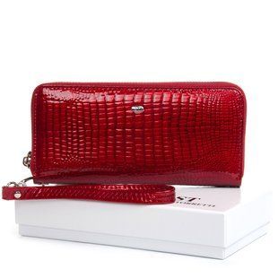 Лаковий клатч-гаманець класичний 19*9.5*2.5см., SERGIO TORRETTI FEW38 red W38 purple фото