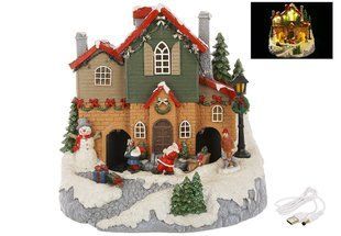 Музыкальная фигура Дом с LED подсветкой и вращением,22.5*23*22.5см., песня Jingle Bells, USB кабель (890-258) 890-258 фото