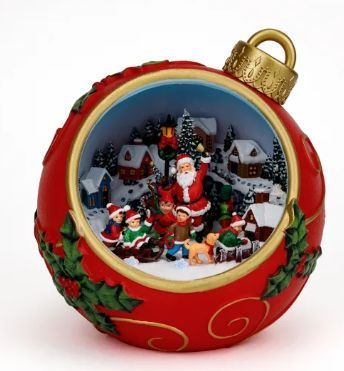 Новогодний фонарь с музыкой и подсветкой "Рождественский шар", 18*20см., полистоун (9408-004) 9408-004 фото