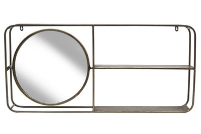 Полиця настінна з дзеркалом 92*12*43 см, антик, метал (589-218) 589-218 фото