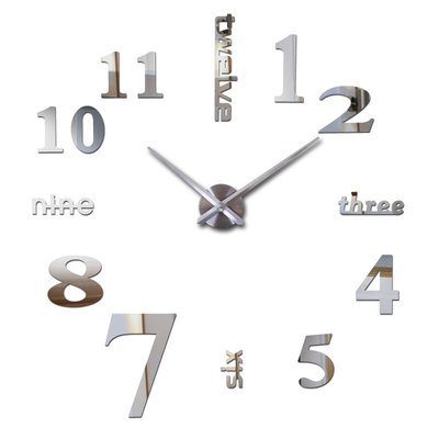 Настінні годинники 3D наклейки "DIY" від 50 до 70 см колір срібло (ZH520-S) ZH520-S фото