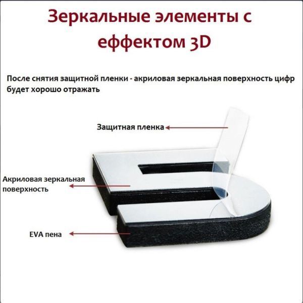 Часы настенные 3D наклейки "DIY" от 50 до 70 см цвет серебро (ZH520-S) ZH520-S фото