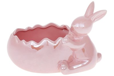 Кашпо декоративне з фігуркою, Кролик, 194*12*13sм, рожевий перламутр (73-388) 733-388 фото