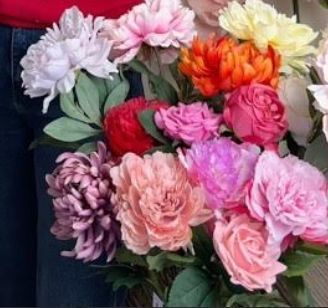 Квітка штучна Півонія 60 см., квітка 10 см., у пакованні 3 шт., латекс, пластик (2025-006) 2025-006 фото