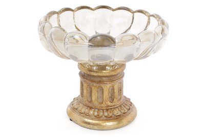 Конфетниця 20см зі скляною вставкою, колір - золото антик (434-107) 434-107 фото