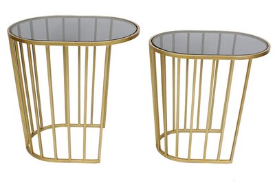 Набір (2 шт) столиків металевих Домино зі столами 56см і 51см, колір - золотий (TY1-212) TY1-212 фото