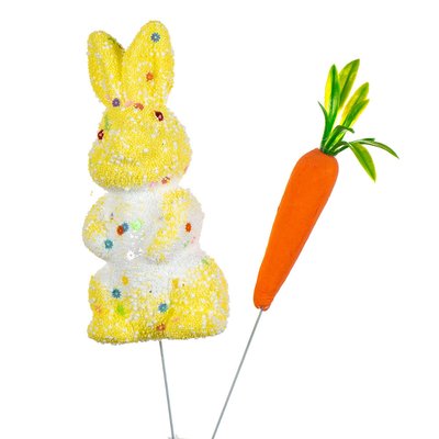 Декор на паличці "Кролик із морквою" 7 см, у пакованні 3 шт. (8108-031) 8108-031 фото