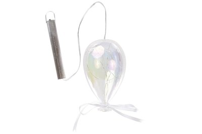 Ялинкова прикраса зі скла з LED-підсвіткою Кулька 15 см на батарейках (2хААА), колір — діамант (118-314) 118-314 фото