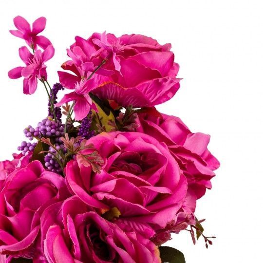 Букет штучний Квітковий коктейль (7роз, 4гортензії), колір &mdash; флок, 51 см, (9207-004) 9207-004 фото