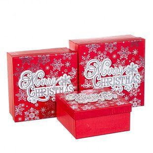 Набор из 3 коробок "Новогодний узор" 20*20*9,5 (8211-034) 8211-034 фото