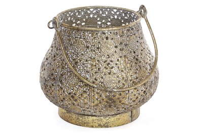 Декоратний металевий свічник зі скляною колбою 14.5см (589-128) 589-128 фото