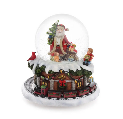 Музична водяна куля "Санта та поїзд із подарунками", 15.5*16 см. механіка (559-237) 559-237 фото