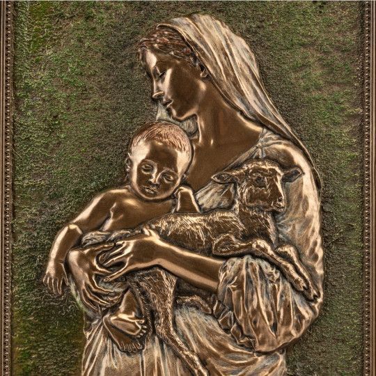 Картина- ікона, барельєф Veronese "Діва Марія з немовлям" 23*15*1.5см, полістоун (78401A42) 78401A42 фото