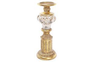 Подсвечник фигурный со стеклянным декором 13*13*33.8смм, цвет состаренное золото, полистоун (434-108) 434-108 фото