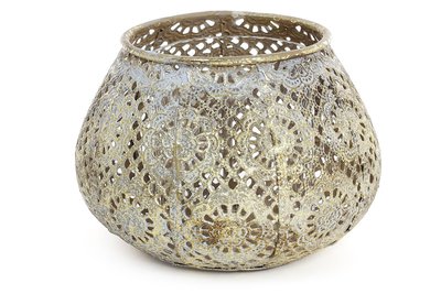 Декоратний металевий свічник зі скляною колбою 13.5см (589-129) 589-129 фото