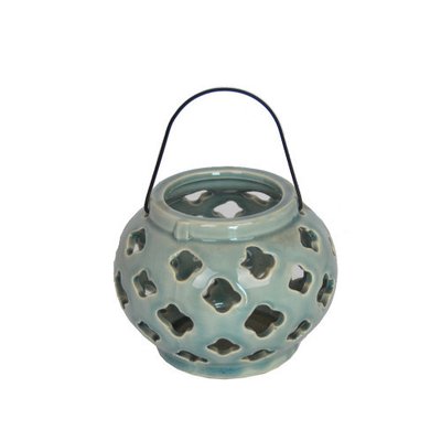 Декоративний свічник Глечик 11 х 9 см, глазурована кераміка, метал (YQ735) YQ735 фото